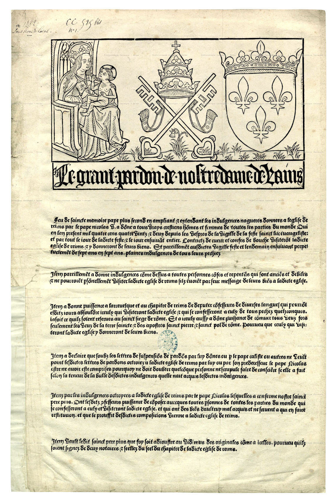 Primer cartel ilustrado, 1482